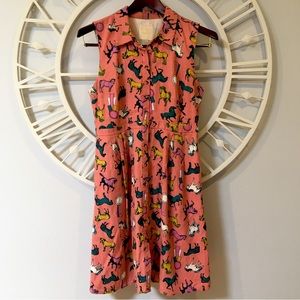 ModCloth Linen Dress with Horse Print Sz L